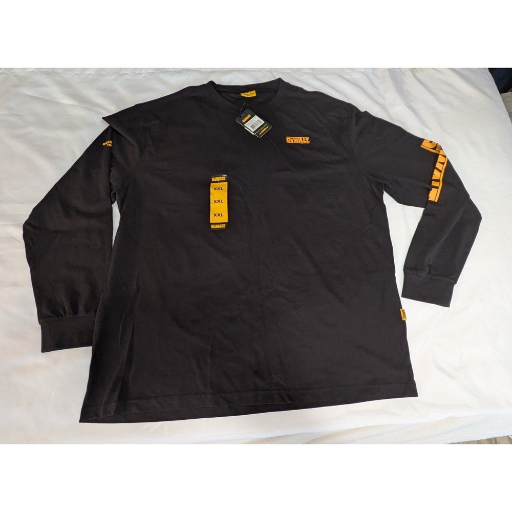 DeWalt Long Sleeve T-Shirt Mens XXL Black New Graphic Logo Workwear Shirt